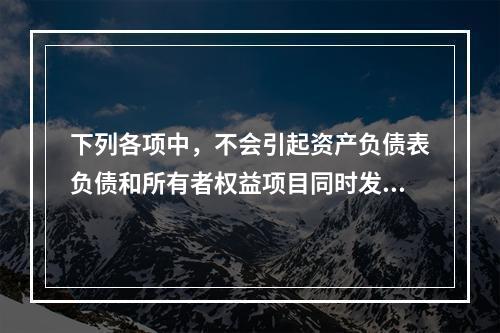 下列各项中，不会引起资产负债表负债和所有者权益项目同时发生变