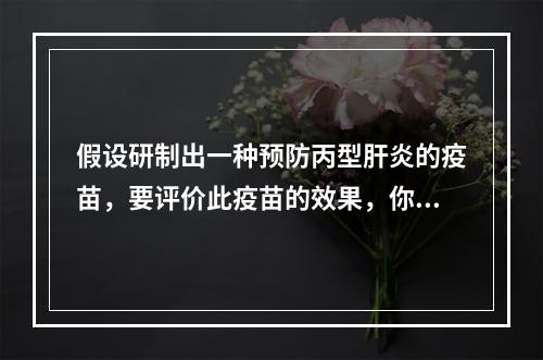 假设研制出一种预防丙型肝炎的疫苗，要评价此疫苗的效果，你会选