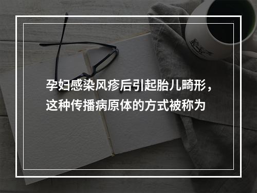 孕妇感染风疹后引起胎儿畸形，这种传播病原体的方式被称为