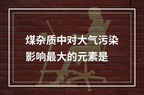 煤杂质中对大气污染影响最大的元素是