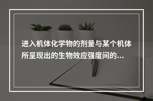 进入机体化学物的剂量与某个机体所呈现出的生物效应强度间的关系