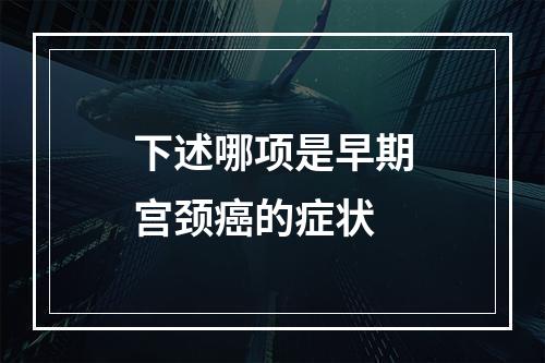 下述哪项是早期宫颈癌的症状