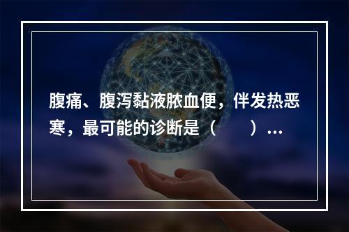 腹痛、腹泻黏液脓血便，伴发热恶寒，最可能的诊断是（　　）。