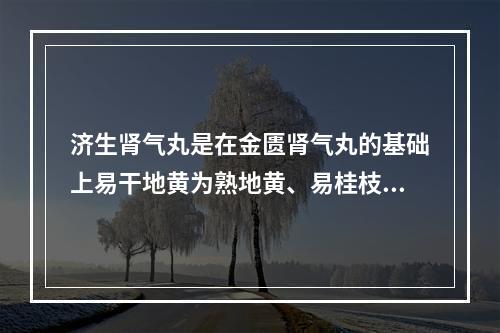 济生肾气丸是在金匮肾气丸的基础上易干地黄为熟地黄、易桂枝为官