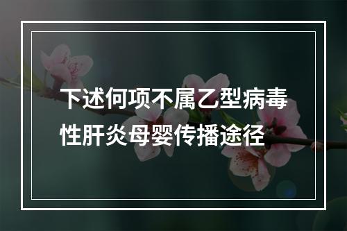 下述何项不属乙型病毒性肝炎母婴传播途径