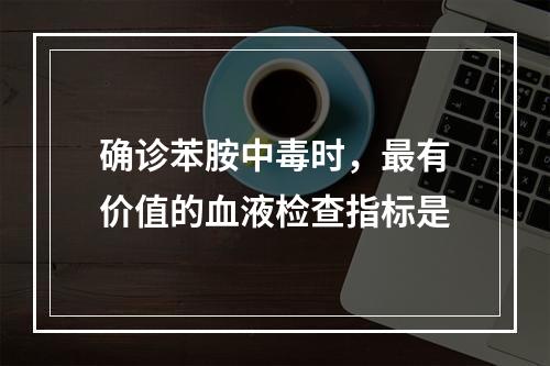 确诊苯胺中毒时，最有价值的血液检查指标是