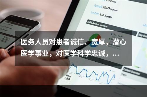 医务人员对患者诚信、宽厚，潜心医学事业，对医学科学忠诚，体现