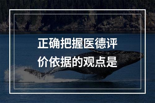 正确把握医德评价依据的观点是