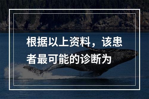 根据以上资料，该患者最可能的诊断为