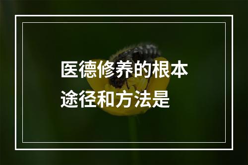 医德修养的根本途径和方法是