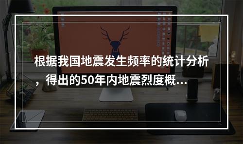 根据我国地震发生频率的统计分析，得出的50年内地震烈度概率