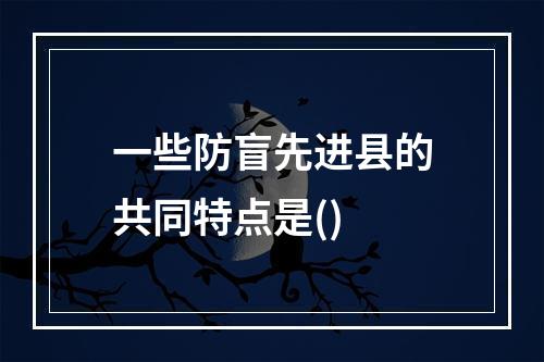 一些防盲先进县的共同特点是()