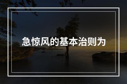 急惊风的基本治则为