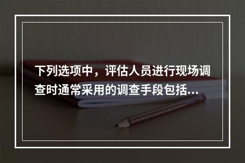 下列选项中，评估人员进行现场调查时通常采用的调查手段包括（　