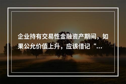 企业持有交易性金融资产期间，如果公允价值上升，应该借记“投资