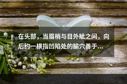 在头部，当眉梢与目外眦之间，向后约一横指凹陷处的腧穴善于治疗