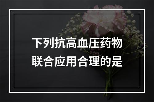 下列抗高血压药物联合应用合理的是