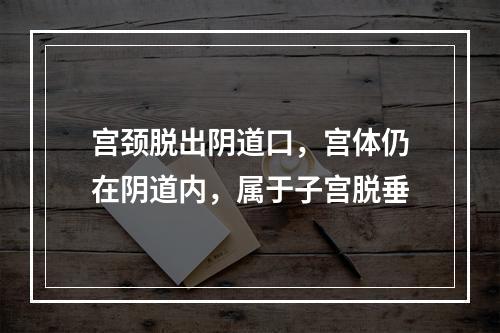 宫颈脱出阴道口，宫体仍在阴道内，属于子宫脱垂