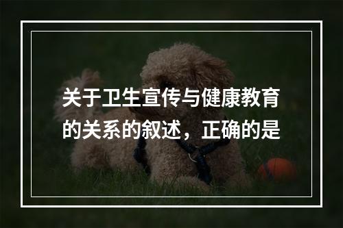 关于卫生宣传与健康教育的关系的叙述，正确的是