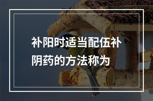 补阳时适当配伍补阴药的方法称为