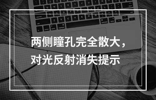 两侧瞳孔完全散大，对光反射消失提示