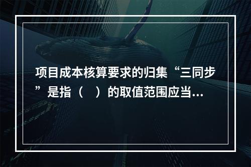 项目成本核算要求的归集“三同步”是指（　）的取值范围应当一致