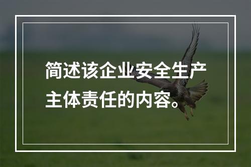 简述该企业安全生产主体责任的内容。