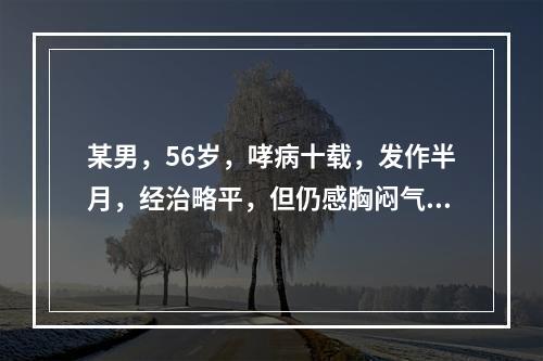 某男，56岁，哮病十载，发作半月，经治略平，但仍感胸闷气短，