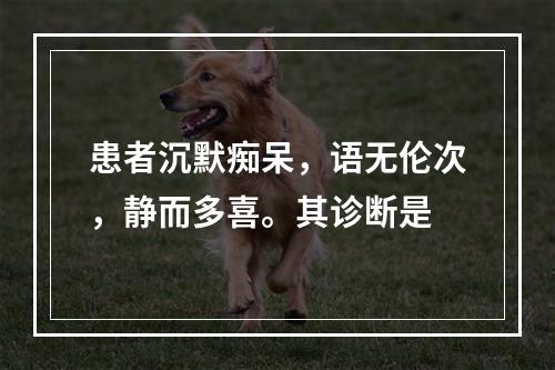 患者沉默痴呆，语无伦次，静而多喜。其诊断是