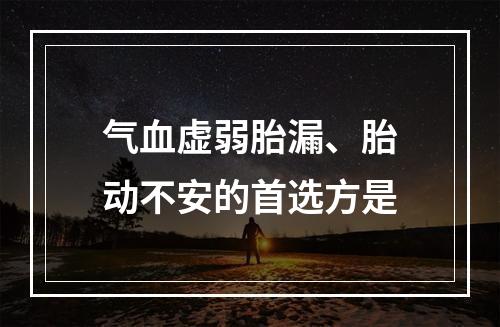 气血虚弱胎漏、胎动不安的首选方是