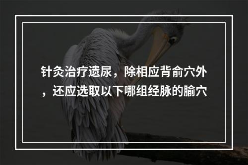 针灸治疗遗尿，除相应背俞穴外，还应选取以下哪组经脉的腧穴