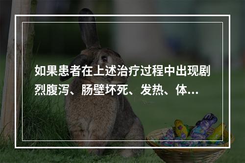 如果患者在上述治疗过程中出现剧烈腹泻、肠壁坏死、发热、体液渗