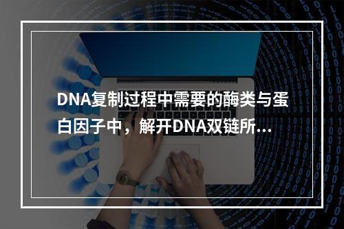 DNA复制过程中需要的酶类与蛋白因子中，解开DNA双链所需的