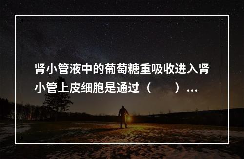 肾小管液中的葡萄糖重吸收进入肾小管上皮细胞是通过（　　）。