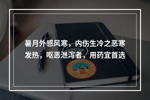 暑月外感风寒，内伤生冷之恶寒发热，呕恶泄泻者，用药宜首选