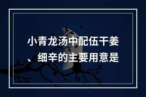 小青龙汤中配伍干姜、细辛的主要用意是