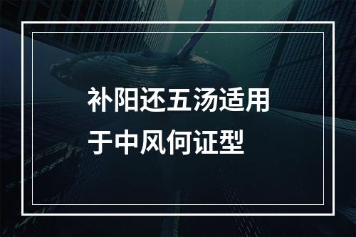 补阳还五汤适用于中风何证型