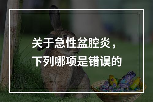 关于急性盆腔炎，下列哪项是错误的