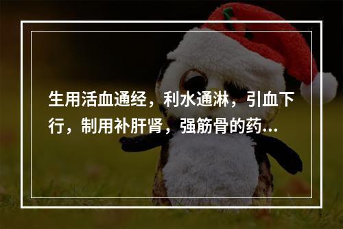 生用活血通经，利水通淋，引血下行，制用补肝肾，强筋骨的药物是