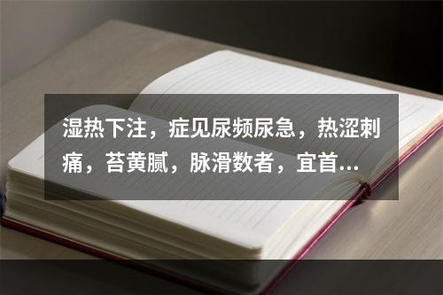 湿热下注，症见尿频尿急，热涩刺痛，苔黄腻，脉滑数者，宜首选