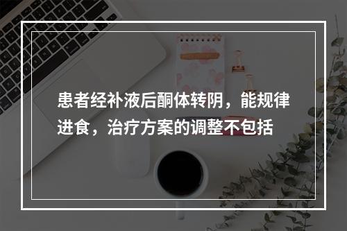 患者经补液后酮体转阴，能规律进食，治疗方案的调整不包括