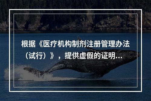 根据《医疗机构制剂注册管理办法（试行）》，提供虚假的证明文件