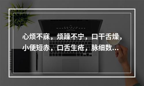 心烦不寐，烦躁不宁，口干舌燥，小便短赤，口舌生疮，脉细数或脉