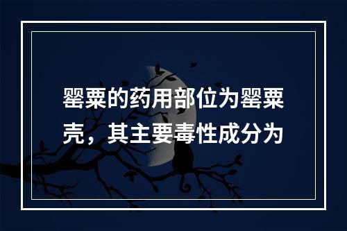 罂粟的药用部位为罂粟壳，其主要毒性成分为