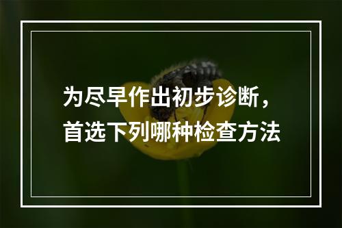 为尽早作出初步诊断，首选下列哪种检查方法