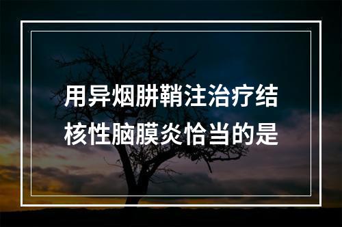 用异烟肼鞘注治疗结核性脑膜炎恰当的是