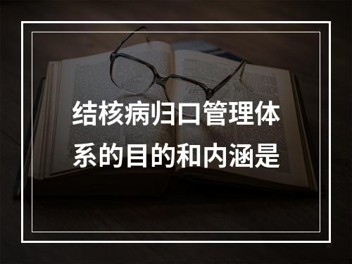 结核病归口管理体系的目的和内涵是