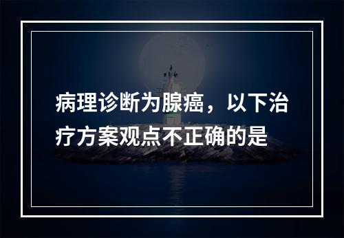 病理诊断为腺癌，以下治疗方案观点不正确的是