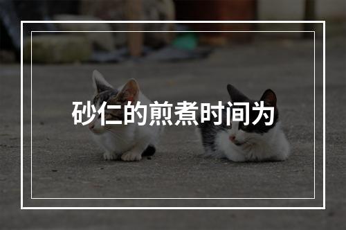 砂仁的煎煮时间为