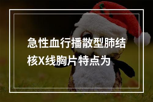 急性血行播散型肺结核X线胸片特点为